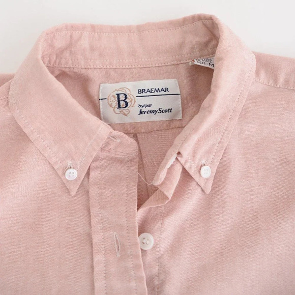 Vintage Bremare Pink Long Sleeve 70% Cotton  Button Up Shirt Size Medium - Picture 12 of 12